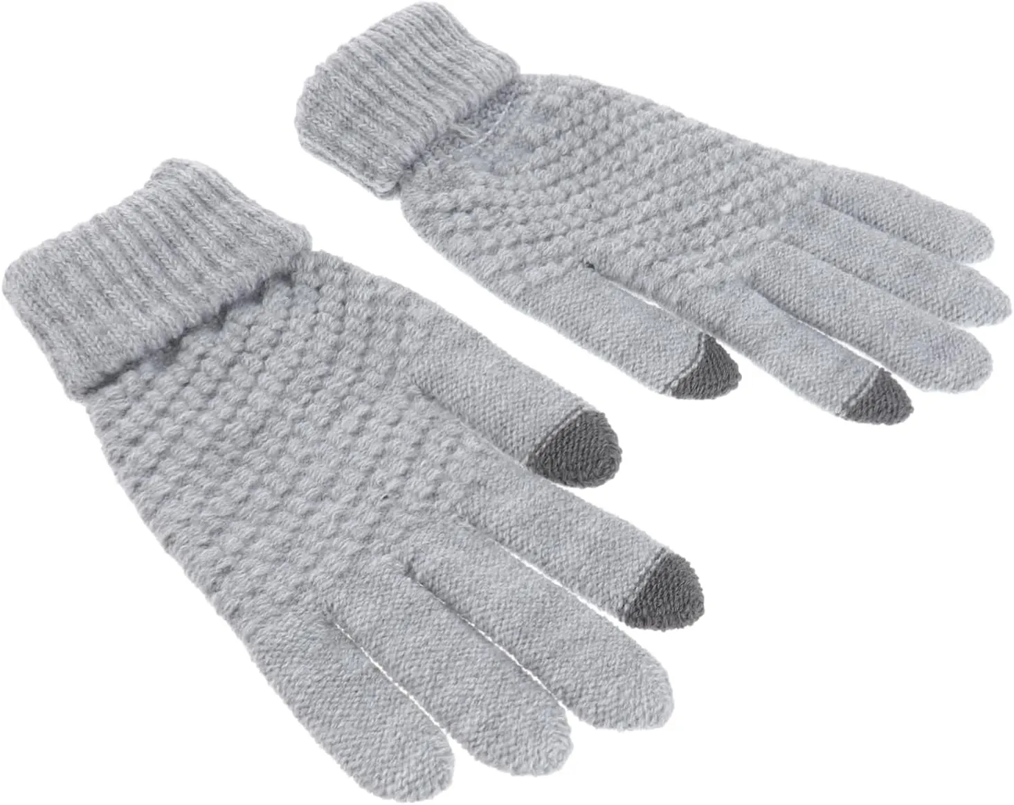 -Screen Knitted Gloves Grey for Winter Gloves for Touch Screens