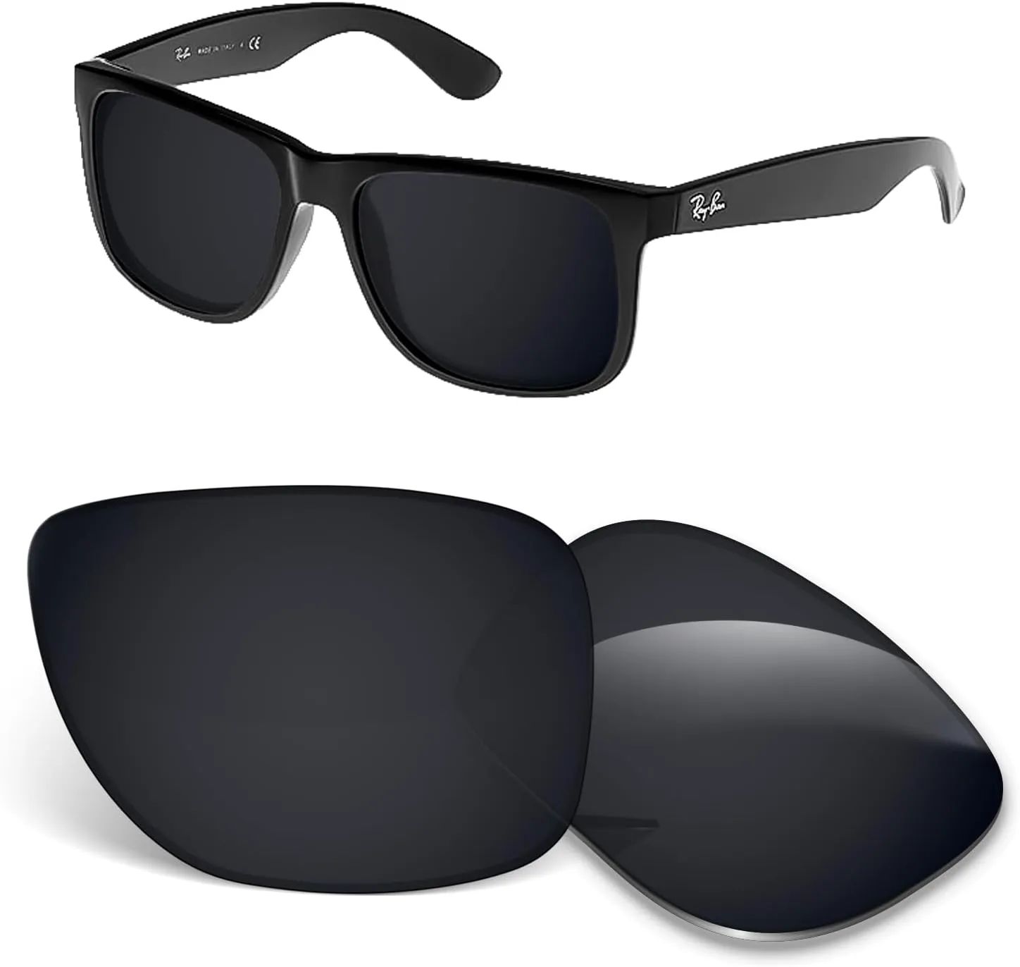 1.5MM Replacement Lenses Compatible With Ray-Ban Justin RB4165 54mm Sunglasses, Anti-Scratch and Impact Resistant
