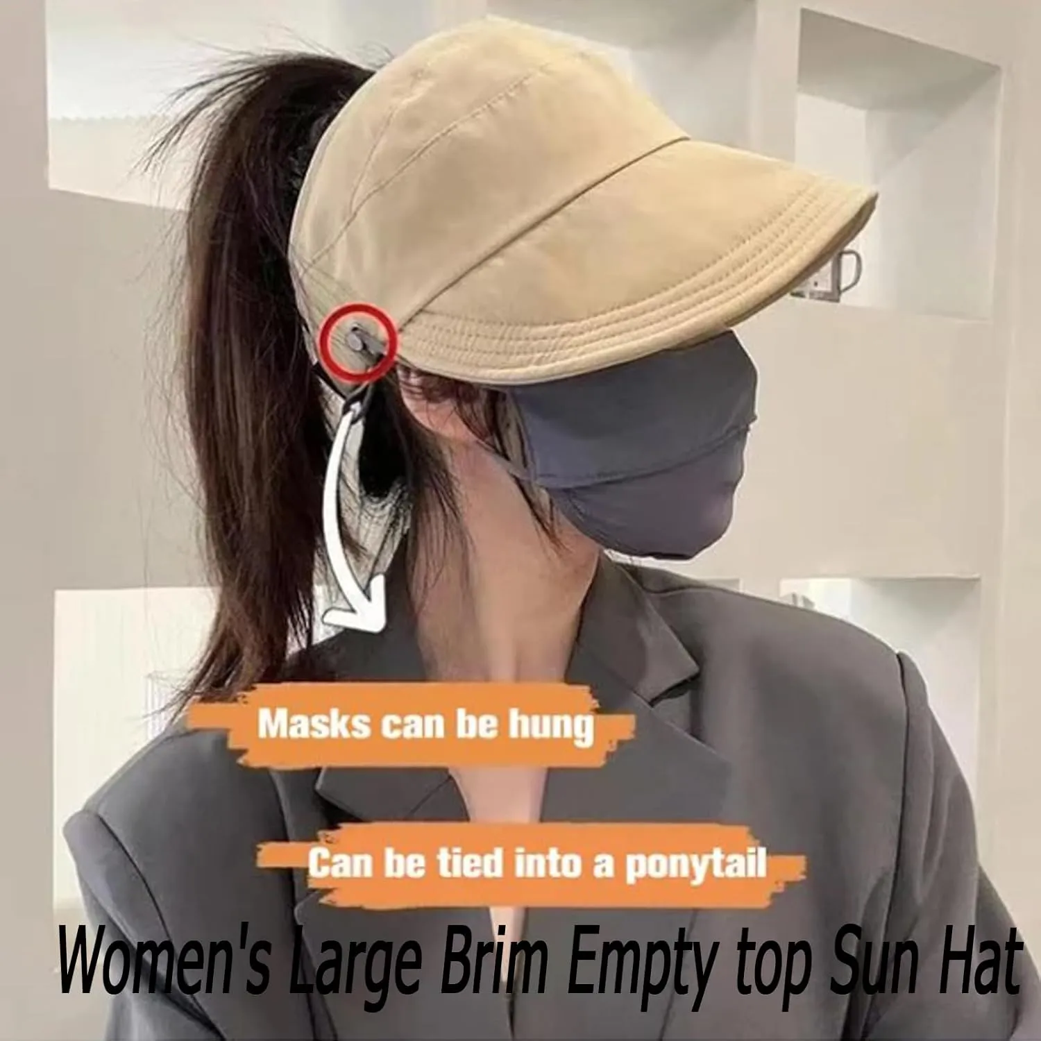 2024 New Women's Large Brim UV Protection Empty Top Sun Hat,Outdoor UV Protection Widened Brim Hollow Top Sun Hat for Women
