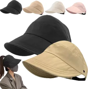 2024 New Women's Large Brim UV Protection Empty Top Sun Hat,Outdoor UV Protection Widened Brim Hollow Top Sun Hat for Women