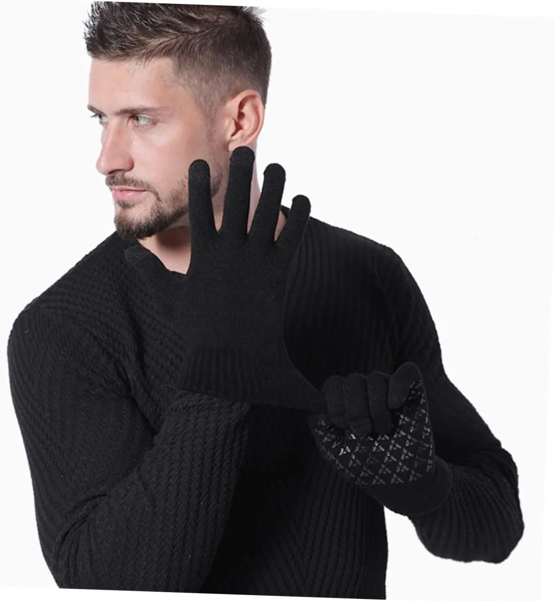 2pcs Waterproof Biker Gloves Thick Knitted Gloves Motorbike Gloves Off Road Riding Gloves Men s Knitted