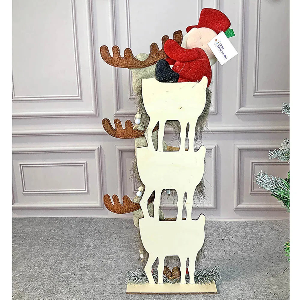 3-Tier Stacked Reindeer & Santa Table Decoration | 7 x 17 inches