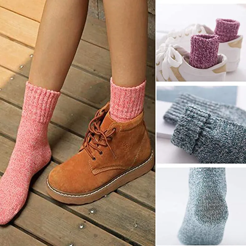 5 Pack Vintage Soft Thick Socks For Women