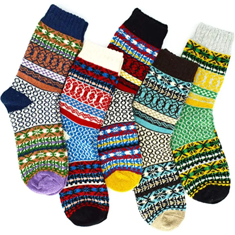5 Pack Vintage Soft Thick Socks For Women