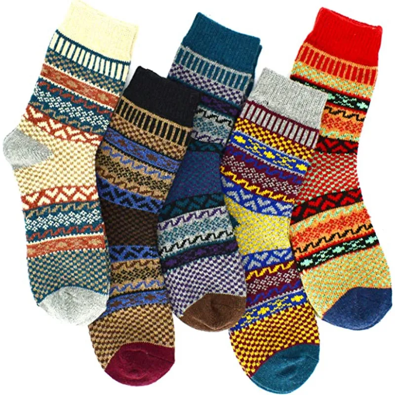 5 Pack Vintage Soft Thick Socks For Women