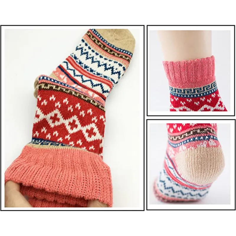 5 Pack Vintage Soft Thick Socks For Women