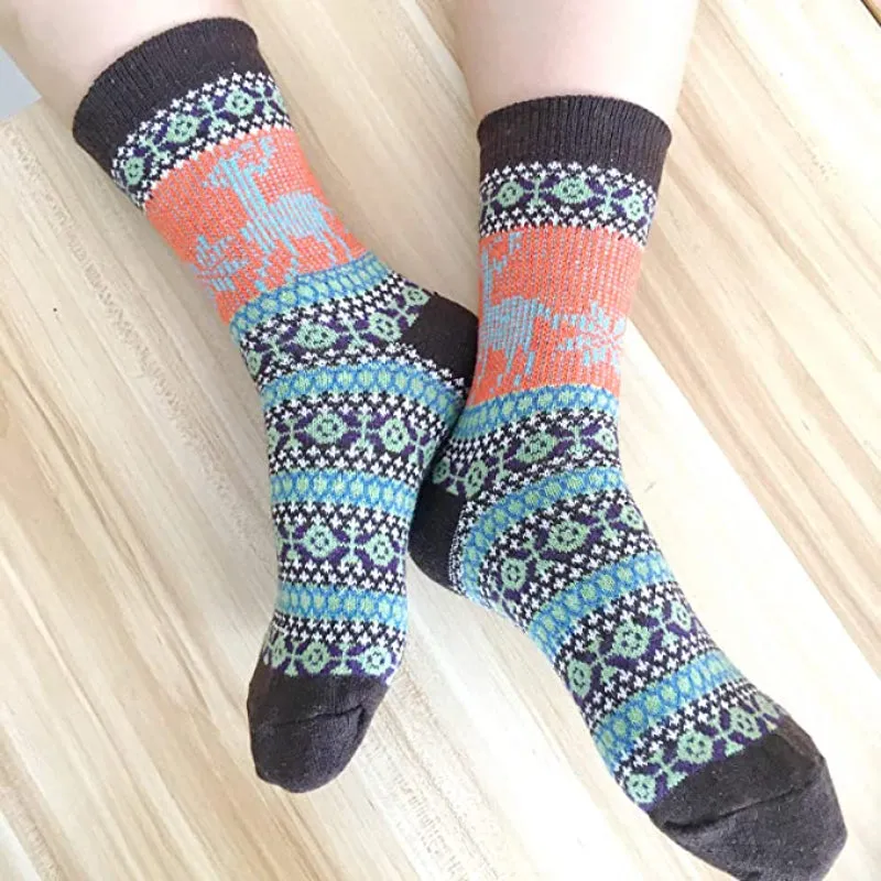 5 Pack Vintage Soft Thick Socks For Women