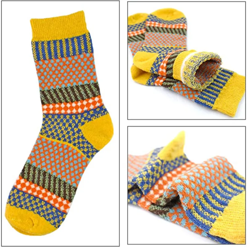 5 Pack Vintage Soft Thick Socks For Women