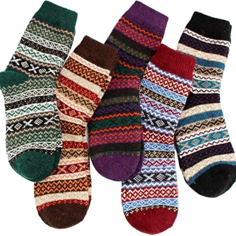 5 Pack Vintage Soft Thick Socks For Women