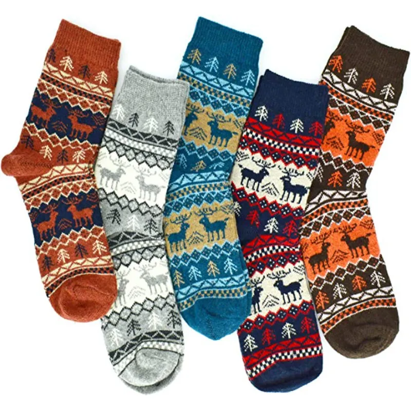 5 Pack Vintage Soft Thick Socks For Women