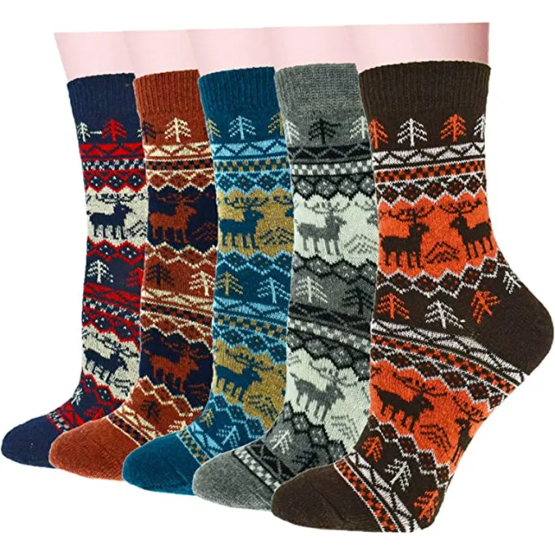 5 Pack Vintage Soft Thick Socks For Women
