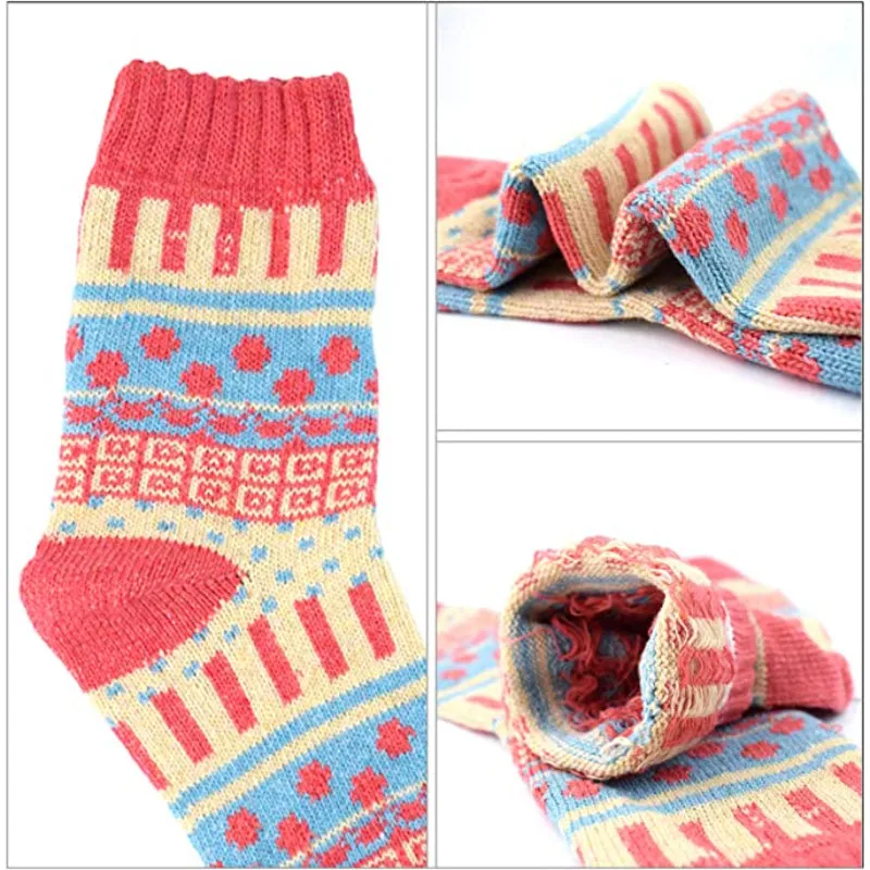 5 Pack Vintage Soft Thick Socks For Women