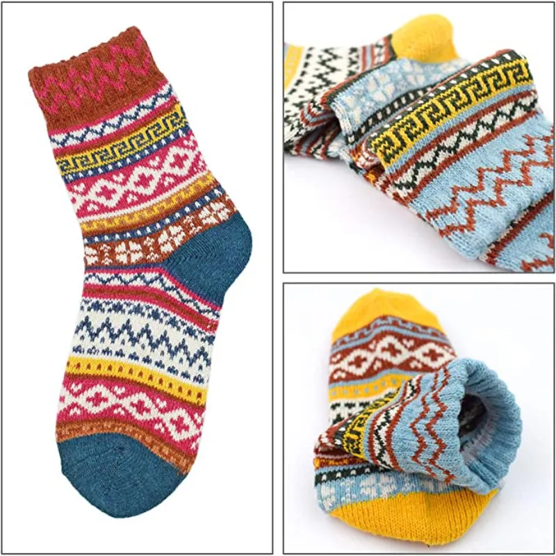 5 Pack Vintage Soft Thick Socks For Women