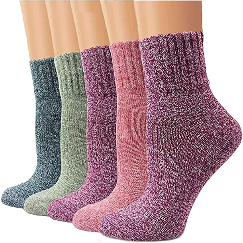 5 Pack Vintage Soft Thick Socks For Women