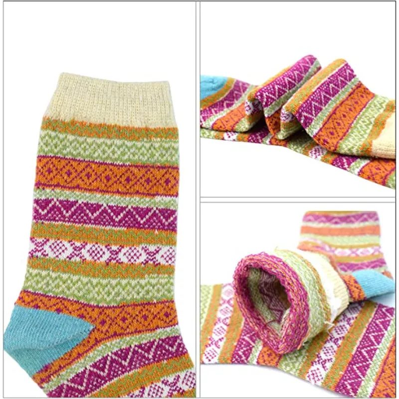 5 Pack Vintage Soft Thick Socks For Women