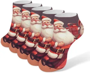5 Pairs Ankle Socks Soft Breathable No Show Socks Comfortable Cotton Low Cut Casual Socks for Women Men Cartoon Santa Claus And Gifts