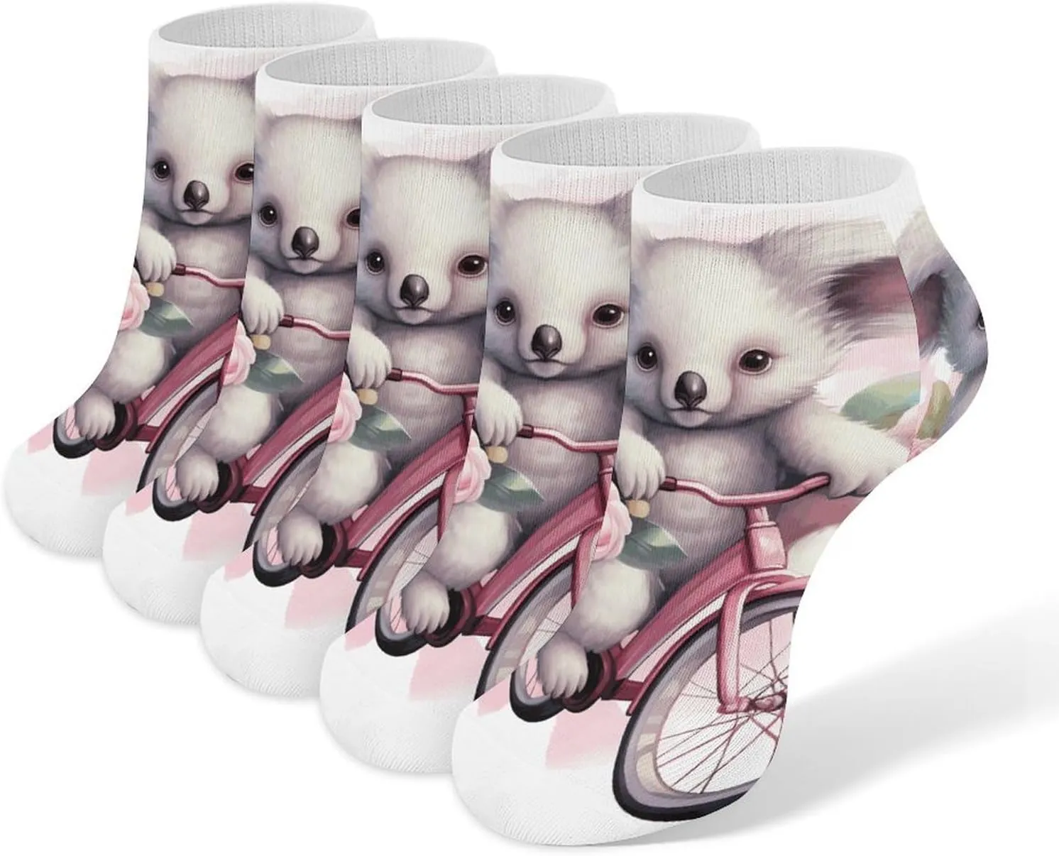 5 Pairs Ankle Socks Soft Breathable No Show Socks Comfortable Cotton Low Cut Casual Socks for Women Men Cute Koala