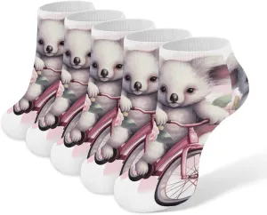 5 Pairs Ankle Socks Soft Breathable No Show Socks Comfortable Cotton Low Cut Casual Socks for Women Men Cute Koala
