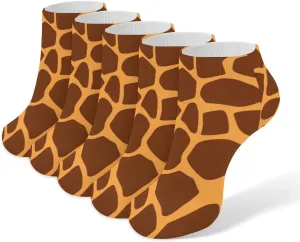 5 Pairs Ankle Socks Soft Breathable No Show Socks Comfortable Cotton Low Cut Casual Socks for Women Men Giraffe Print