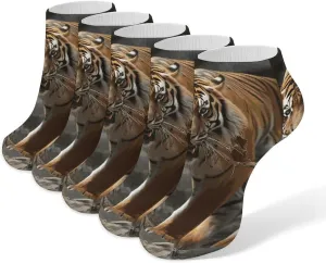 5 Pairs Ankle Socks Soft Breathable No Show Socks Comfortable Cotton Low Cut Casual Socks for Women Men Malayan Tiger