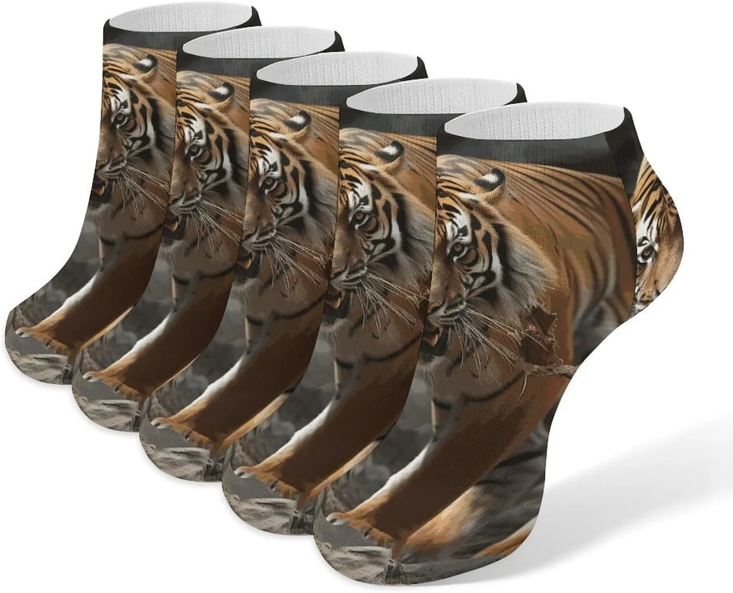 5 Pairs Ankle Socks Soft Breathable No Show Socks Comfortable Cotton Low Cut Casual Socks for Women Men Malayan Tiger