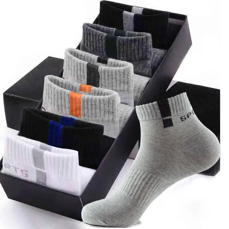 5 Pairs Men's Sport Socks Set, Cotton Breathable Absorbent Socks Pack