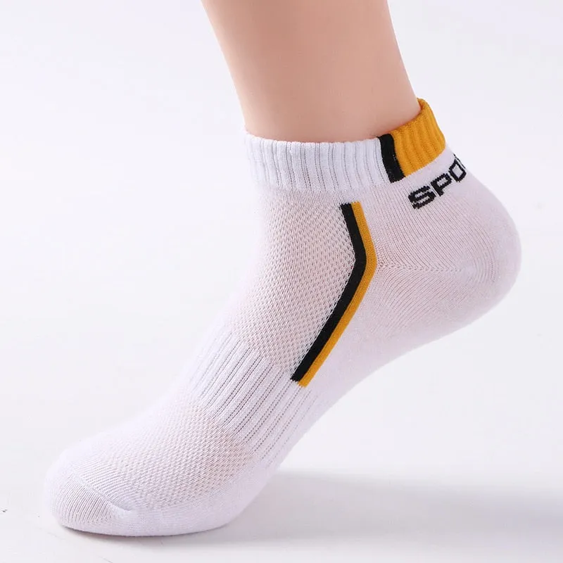5 Pairs Men's Sport Socks Set, Cotton Breathable Absorbent Socks Pack