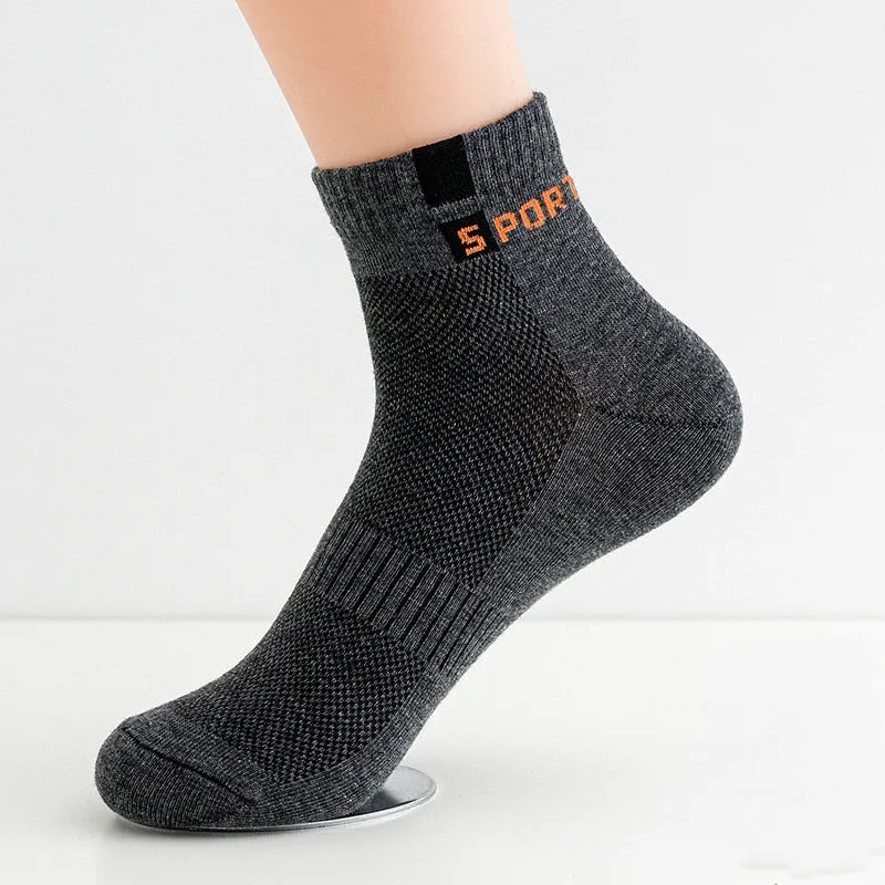 5 Pairs Men's Sport Socks Set, Cotton Breathable Absorbent Socks Pack