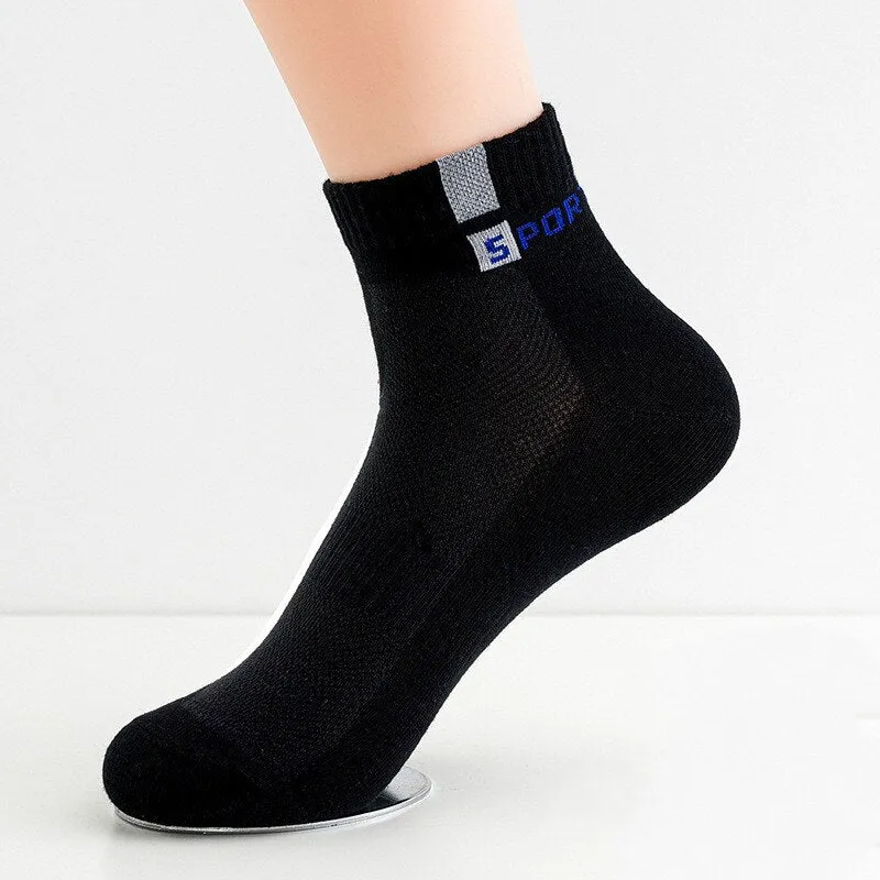 5 Pairs Men's Sport Socks Set, Cotton Breathable Absorbent Socks Pack