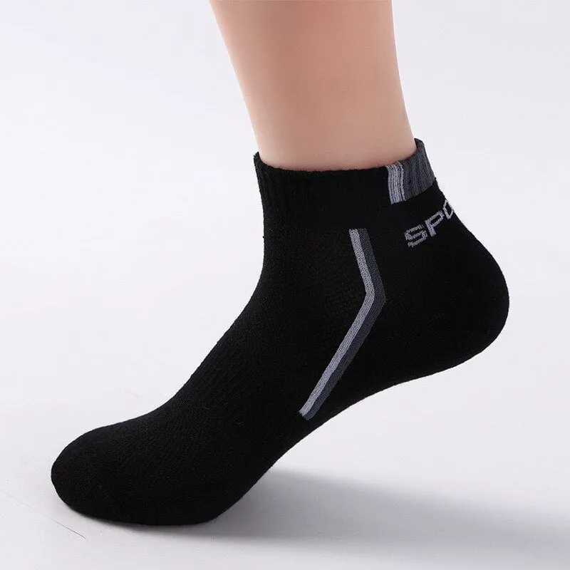 5 Pairs Men's Sport Socks Set, Cotton Breathable Absorbent Socks Pack
