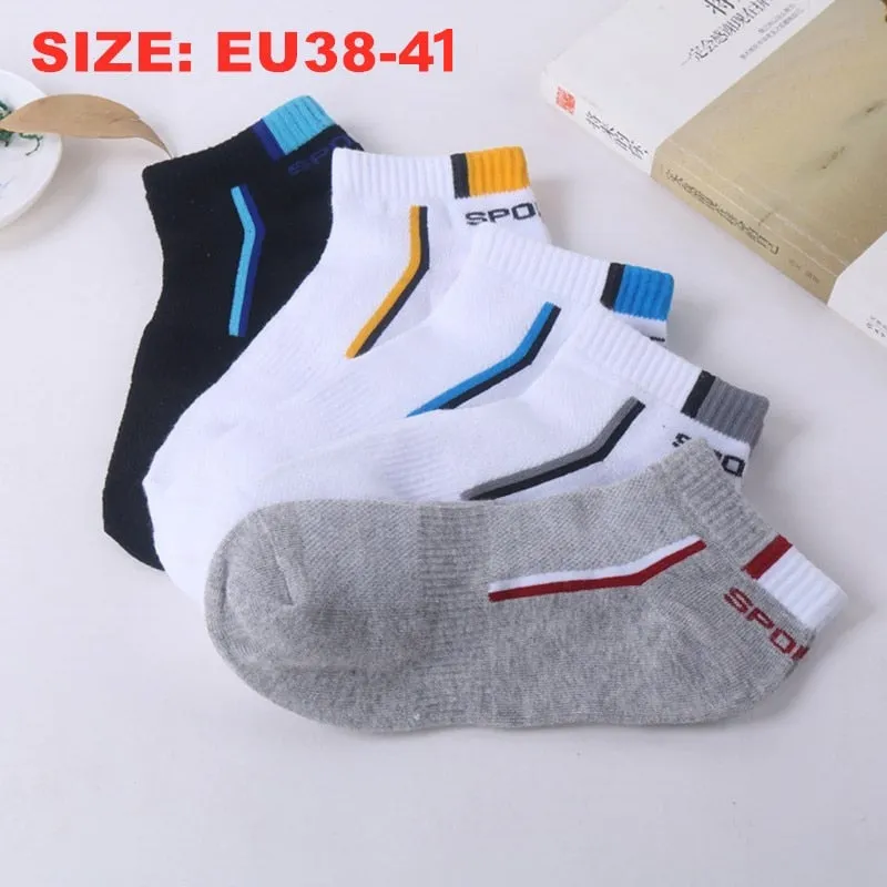 5 Pairs Men's Sport Socks Set, Cotton Breathable Absorbent Socks Pack