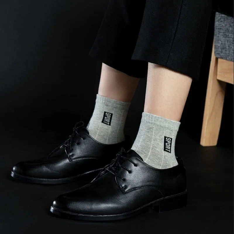 5 Pairs Men's Sport Socks Set, Cotton Breathable Absorbent Socks Pack