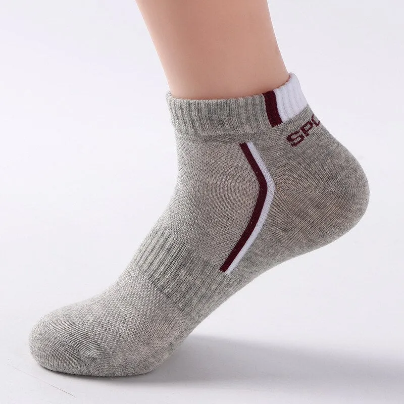 5 Pairs Men's Sport Socks Set, Cotton Breathable Absorbent Socks Pack