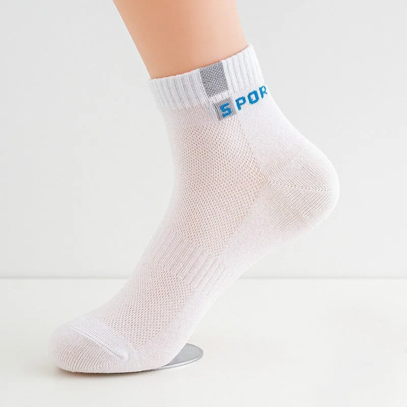 5 Pairs Men's Sport Socks Set, Cotton Breathable Absorbent Socks Pack