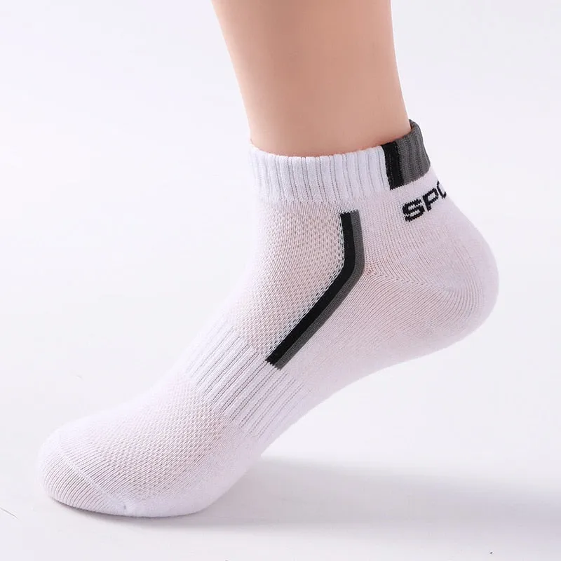 5 Pairs Men's Sport Socks Set, Cotton Breathable Absorbent Socks Pack
