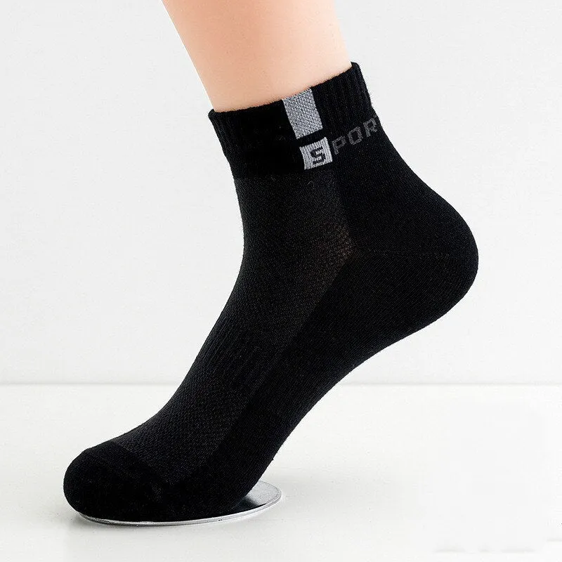 5 Pairs Men's Sport Socks Set, Cotton Breathable Absorbent Socks Pack