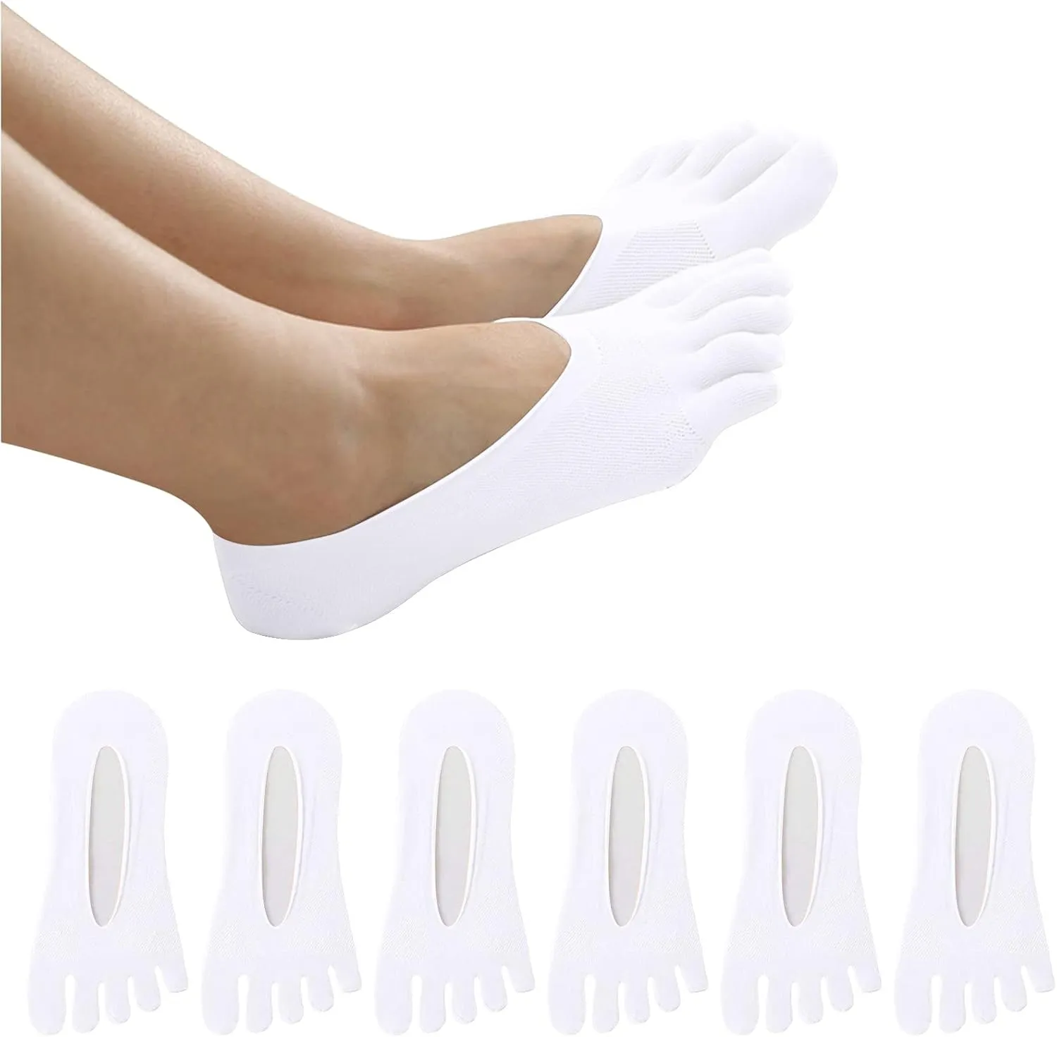 5 Pairs Ultra Low Cut Liner Socks Women No Show Non Slip Hidden for Flat Boat Summer Athletic Non Slip Socks