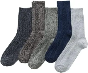 5 Pairs Wool Socks Mens, Thick Warm Winter Socks, Hiking Socks Soft Casual Socks for Men (Color : As Shown(5 Pairs), Size : One Size)