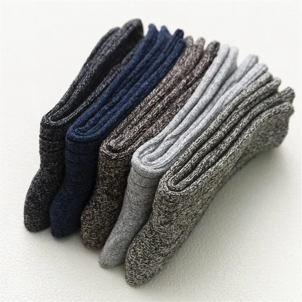 5 Pairs Wool Socks Mens, Thick Warm Winter Socks, Hiking Socks Soft Casual Socks for Men (Color : As Shown(5 Pairs), Size : One Size)