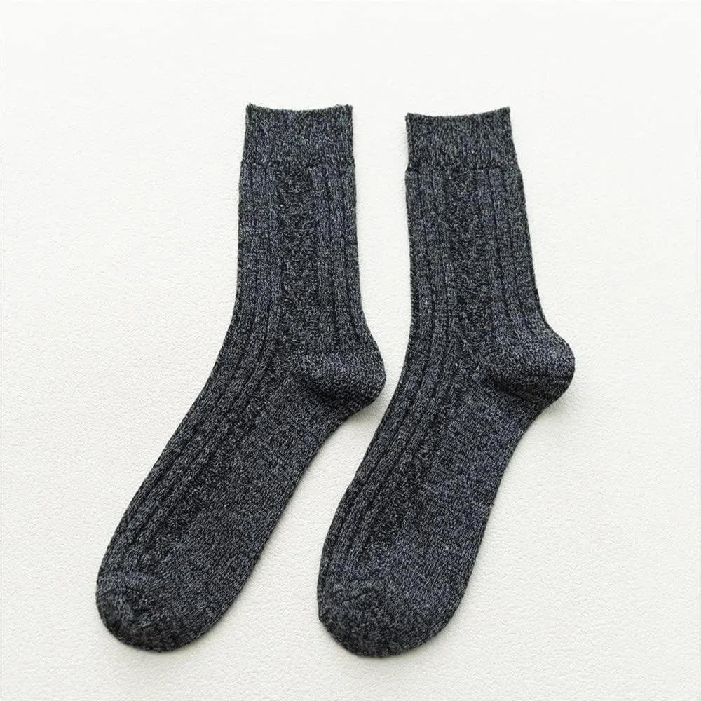5 Pairs Wool Socks Mens, Thick Warm Winter Socks, Hiking Socks Soft Casual Socks for Men (Color : As Shown(5 Pairs), Size : One Size)