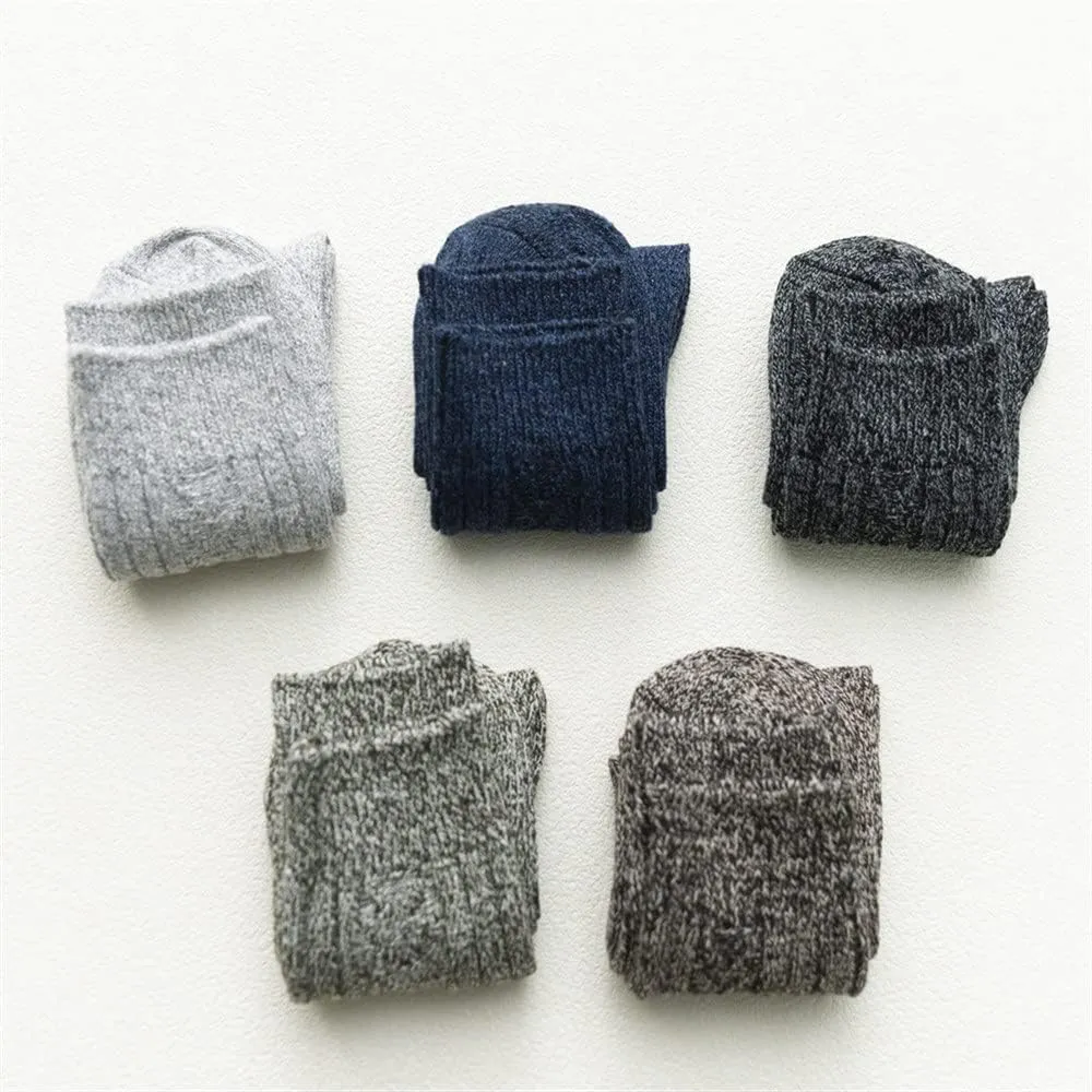 5 Pairs Wool Socks Mens, Thick Warm Winter Socks, Hiking Socks Soft Casual Socks for Men (Color : As Shown(5 Pairs), Size : One Size)