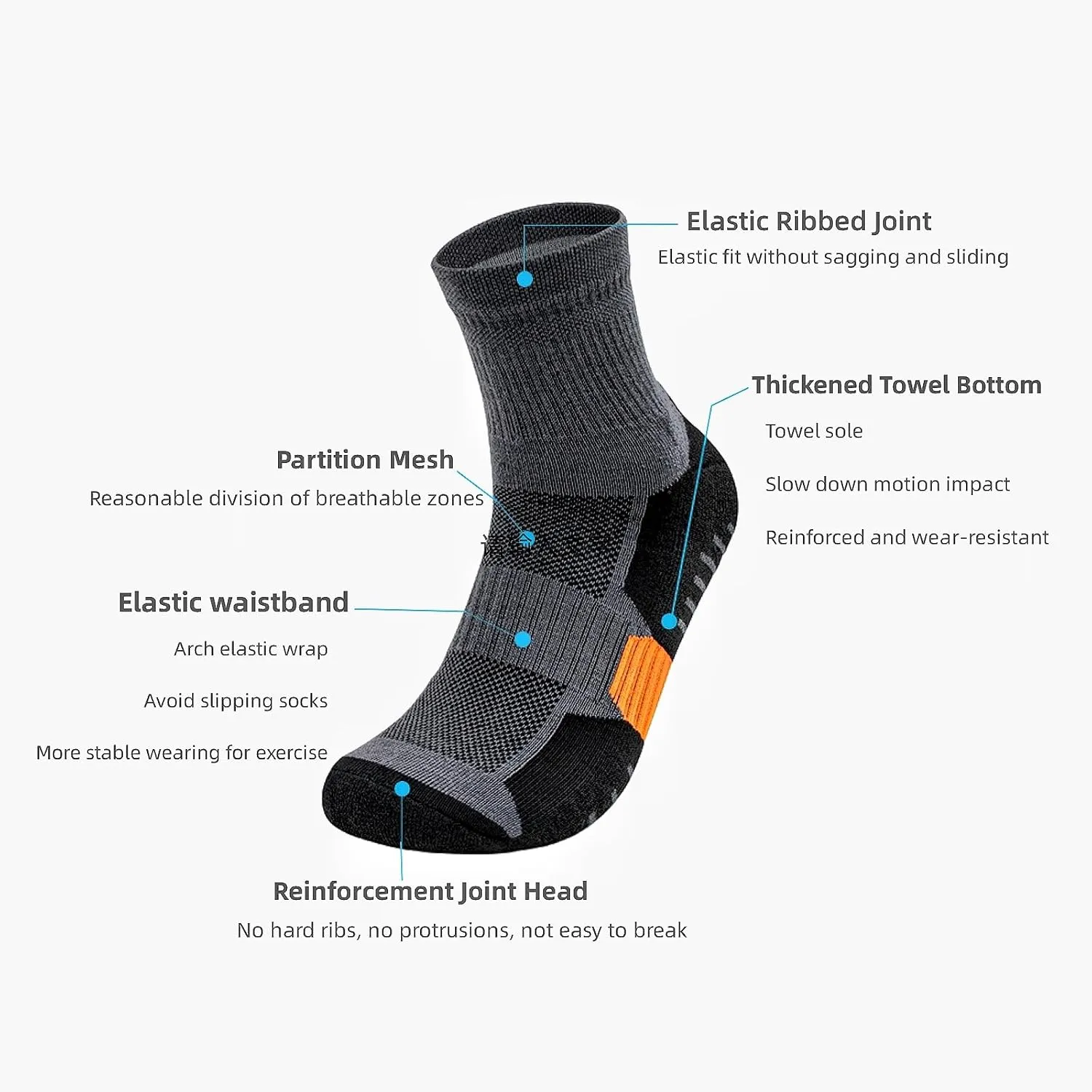 6 Pairs Ankle Athletic Socks for Men Thick Cushioned Running Hiking Low Cut Socks Breathable Casual Socks