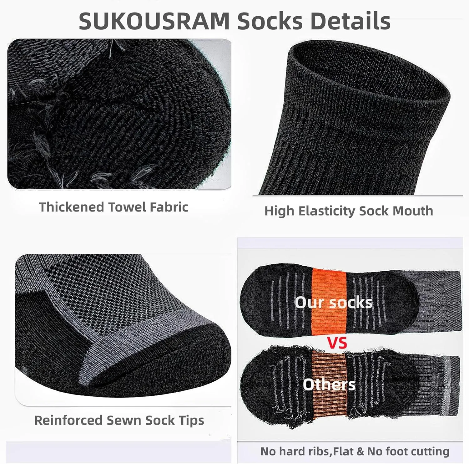 6 Pairs Ankle Athletic Socks for Men Thick Cushioned Running Hiking Low Cut Socks Breathable Casual Socks