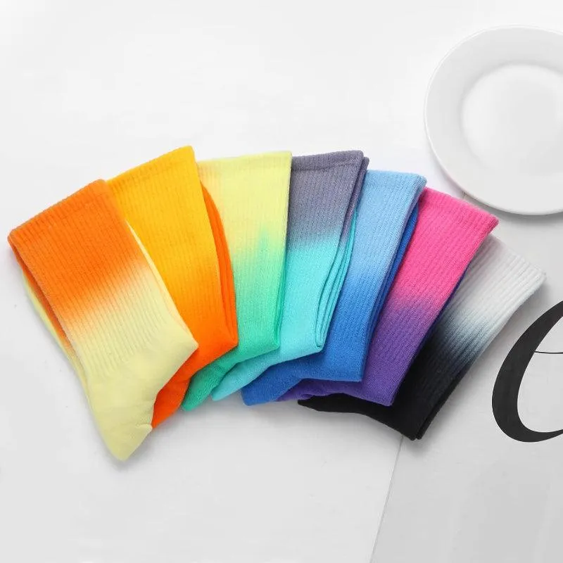 7 Pairs Pack Colorful Tie Dye Crew Socks