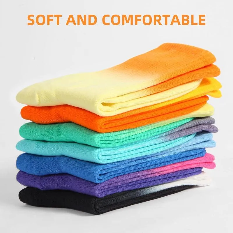7 Pairs Pack Colorful Tie Dye Crew Socks