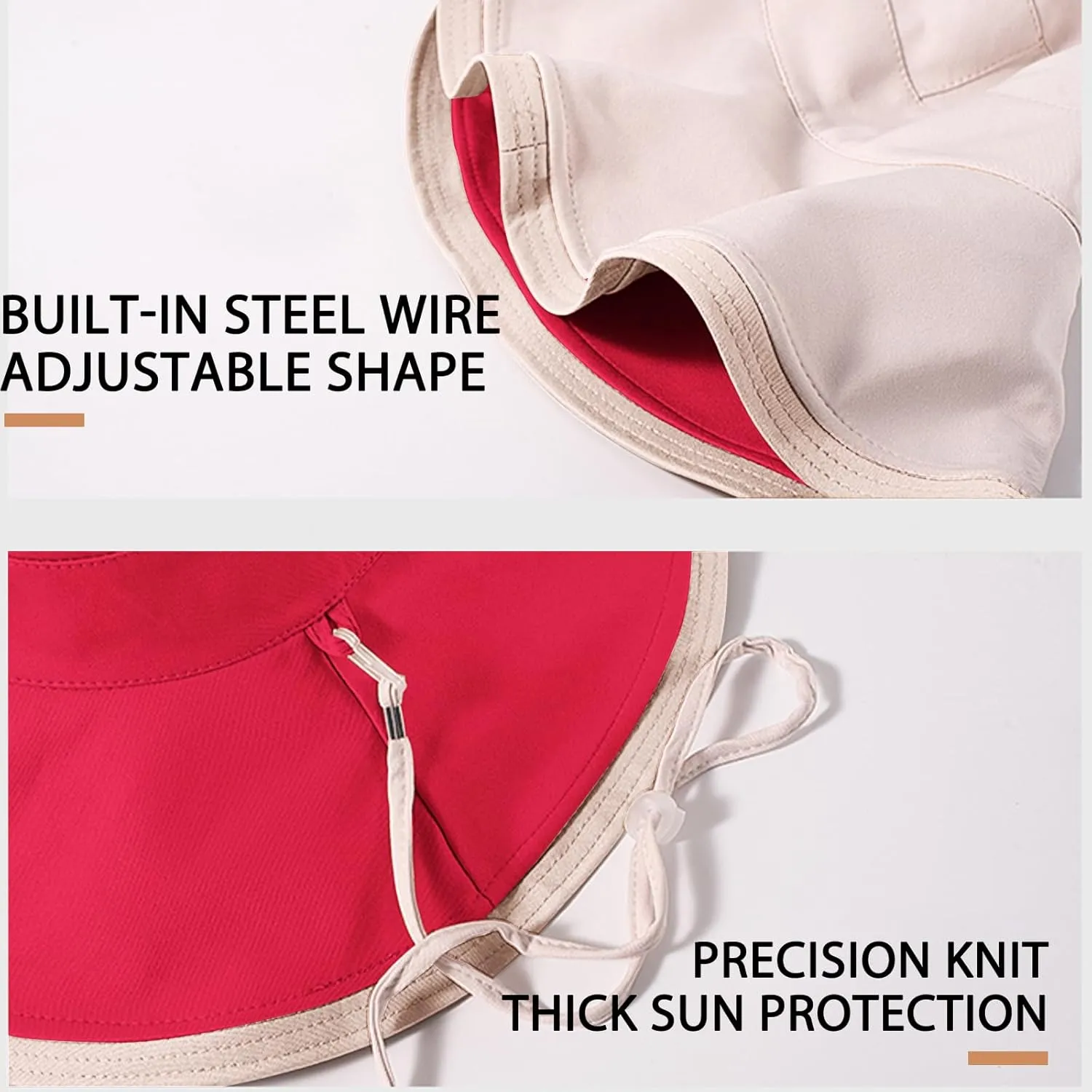 7" Women's Wide Brim Sun Hat, Large Foldable UV Protective Sun Hat, can be worn on both sides