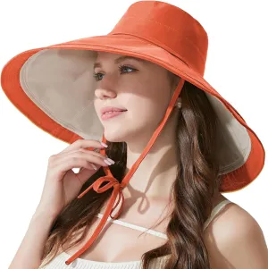 7" Women's Wide Brim Sun Hat, Large Foldable UV Protective Sun Hat, can be worn on both sides