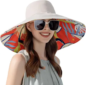 7" Women's Wide Brim Sun Hat, Large Foldable UV Protective Sun Hat, can be worn on both sides