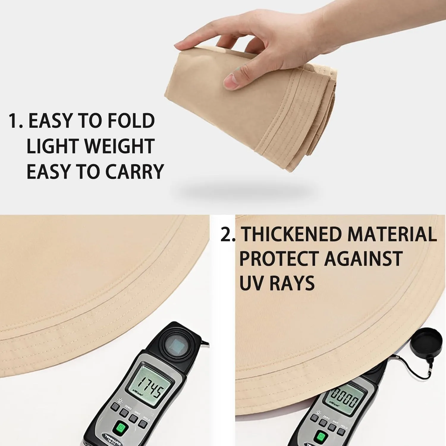 7" Women's Wide Brim Sun Hat, Large Foldable UV Protective Sun Hat, can be worn on both sides