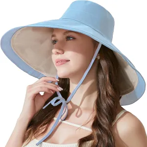 7" Women's Wide Brim Sun Hat, Large Foldable UV Protective Sun Hat, can be worn on both sides